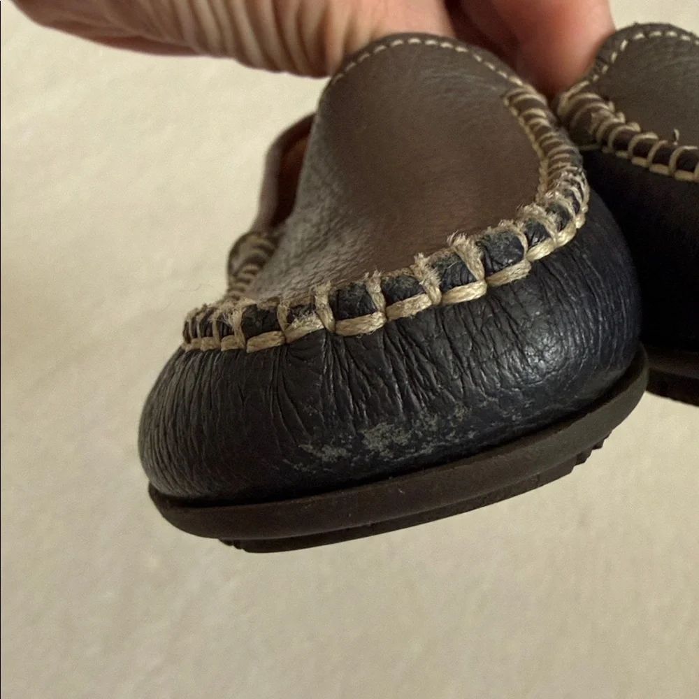 Atlanta Mocassin | Handmade Pebbled Leather Loafers Gray/Blue/Brown EU 30/US 13